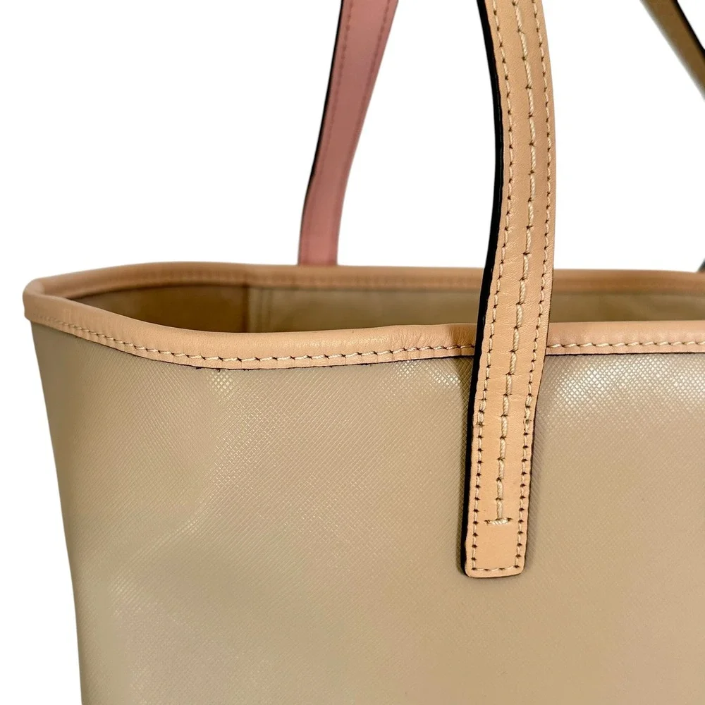 Coach Tote Bag Park‎ Metro F24341 Beige Leather Pink Trim Shoulder Purse